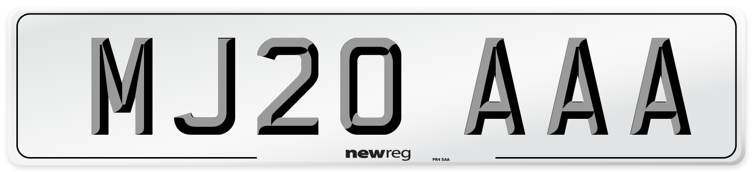 MJ20 AAA Number Plate from New Reg